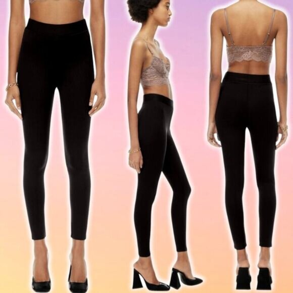 NWT TEN BY BABATON Aritzia Scene High-Waisted Ribbed Leggings Sz XS Black - Picture 1 of 8